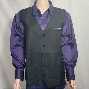 Zeroyaa Mens Large Slim Fit Formal Dress Shirt and Vest.